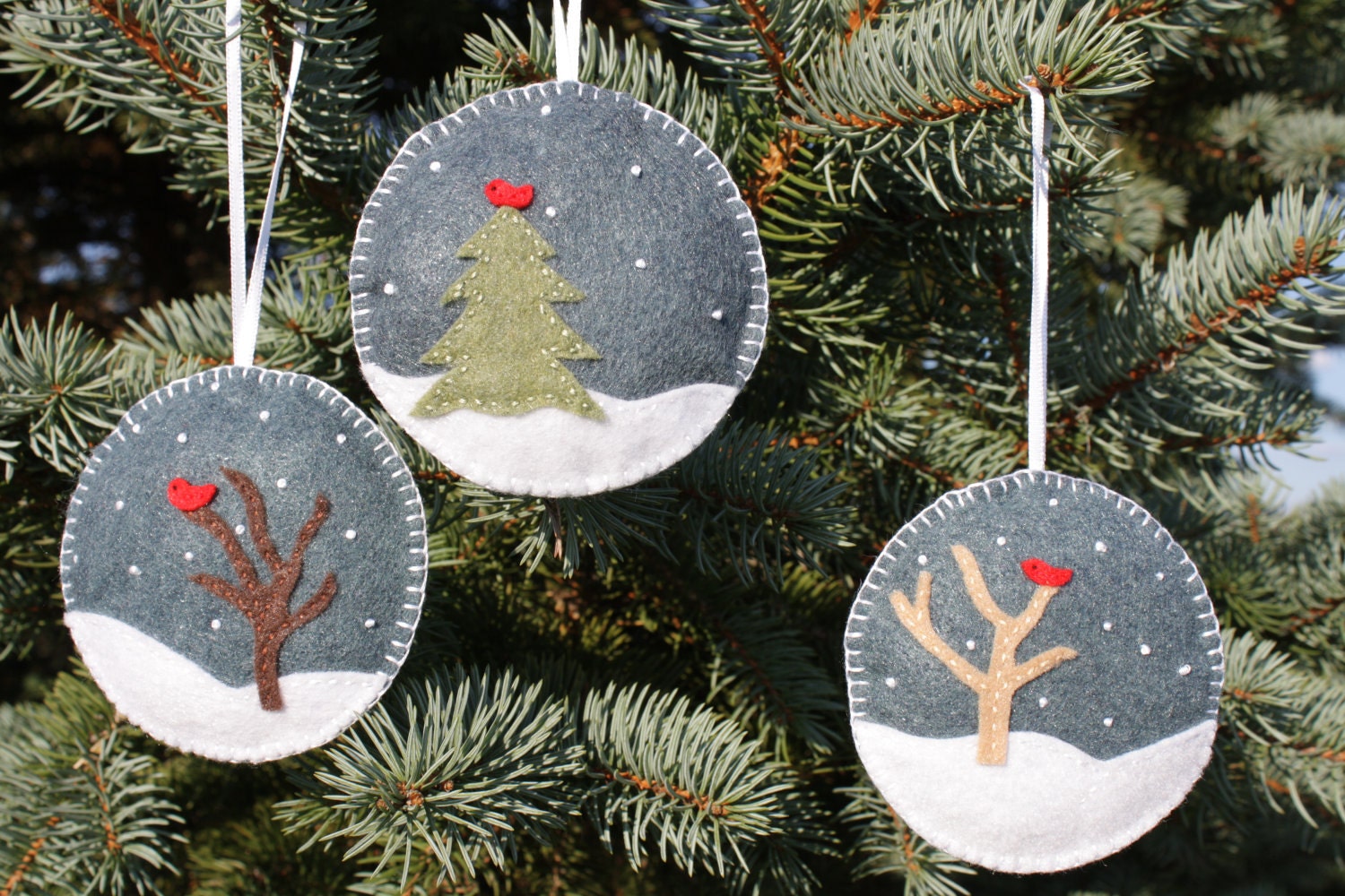 Set of 3 Felt Christmas Ornaments