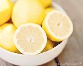 Food Photography - Kitchen Art - Lemons Photograph - 8x10 Fine Art Photography Print - Yellow White Home Decor