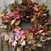 Natural Autumn Wreath - Deep Coffee - with Red Maple, Laurel, and Curly Dock