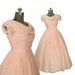 1950s Vintage Pink Chiffon Wedding Dress, Bridal M / L 10 12 14