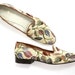 Size 7.5 1980s Vintage Floral Smoking Slippers / Loafers, Tapestry