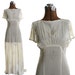 Vintage 1930s Silk Chiffon Wedding Dress with Rhinestones, Short Sleeves XS / S 25% off sale
