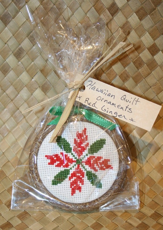 Hawaii Hawaiian Quilt Pattern Cross Stitch Christmas Ornament