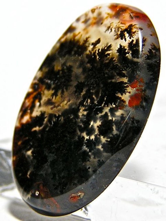 Moss Agate Plume Agate Black Dendrites Oval Cabochon