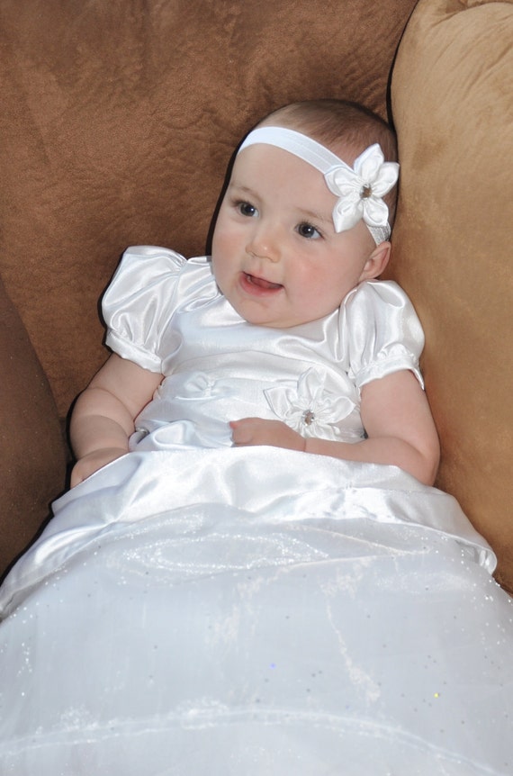 Items similar to White Satin Dress, Blessing dress, Christening Dress ...