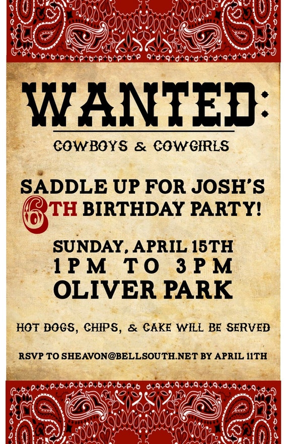 Free Cowboy Template Birthday Invitations 9