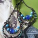Ornate Dangle Filigree Chandelier Wire Wrapped Copper Earrings with Turquoise and Glass