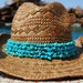 Handwoven Brown Cowgirl Hat with Turquoise Band