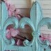 Aqua Blue Iron Fleur De Lis Wall Key Hanger Hooks Necklace Rack Organizer Shabby and Chic Parisian Chic Apartment Decor