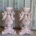 Upcycled Pink Set of 2 candle holders cherub angels Cottage Chic Ornate Parisian Apartment Decor