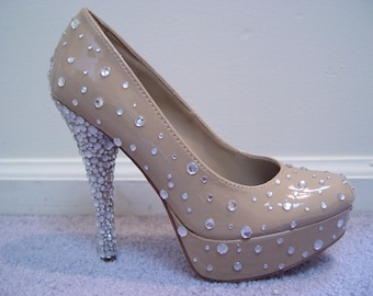 Hand Made Christian Louboutin Style Rhinestone High Heel Shoes
