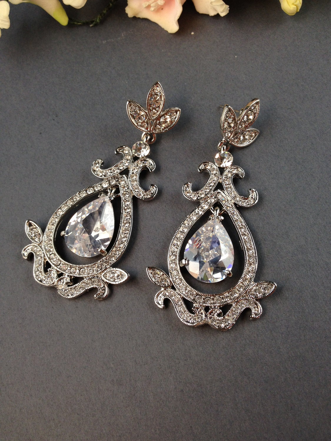 Fiona Swarovski crystal chandelier bridal earrings