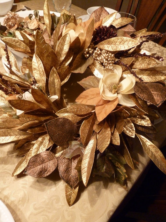 Items similar to REDUCED Bay Leaf Wreath Gold on Etsy