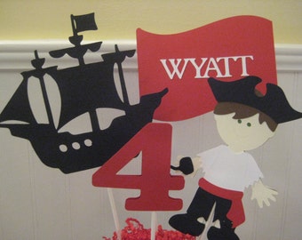 Pirate Centerpiece/Cake Topper/ Pirate Party/ Personalized Birthday Decorations/ Customized with name and age/ Custom Pirate