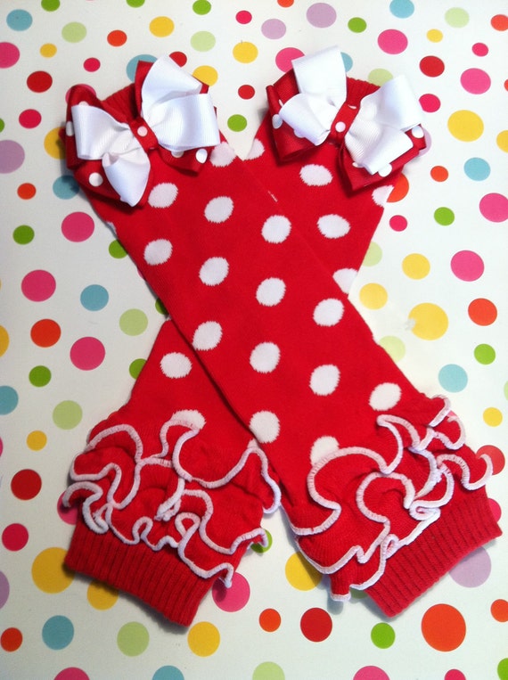Girls Christmas Leg warmersRed & White Polka by BetterThanBows