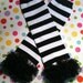 Baby Girls Black & White Striped Leg Warmers with Black Chiffon Ruffle-Sz 6mo-8yrs