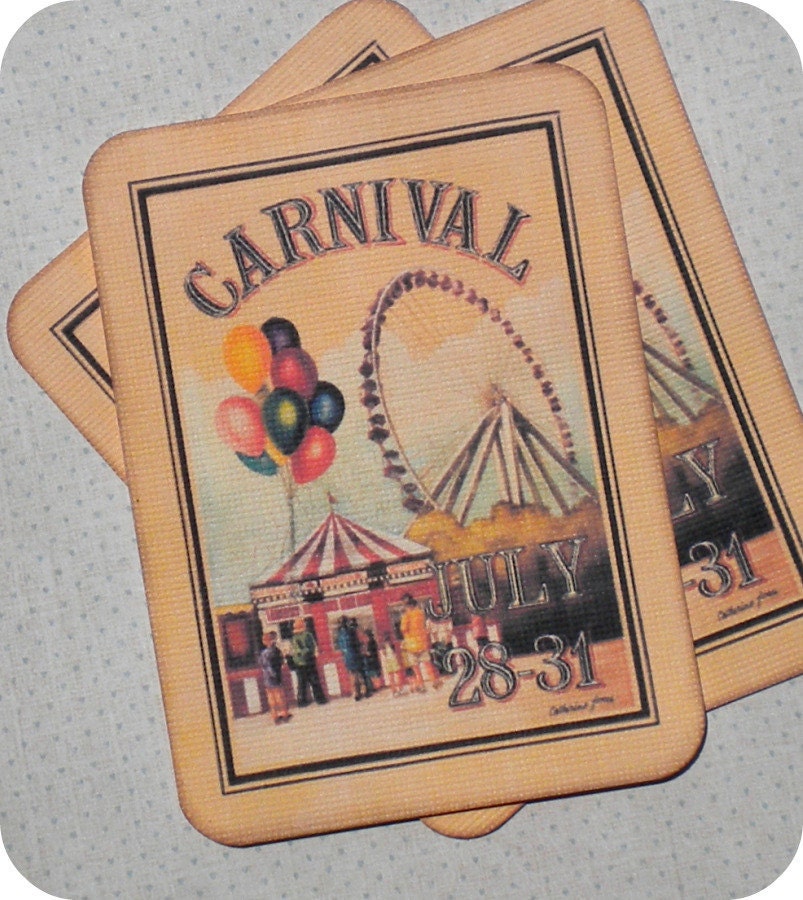 Vintage Carnival Cards 6 Carnival Gift TagsCircus