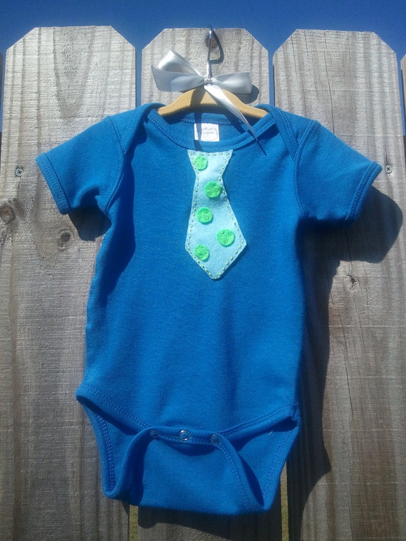Items similar to Green Tie Blue Boy Onesie on Etsy