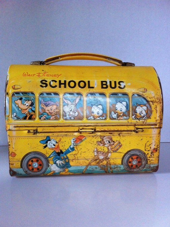 Items similar to 1960's Walt Disney School Bus Lunch Box on Etsy