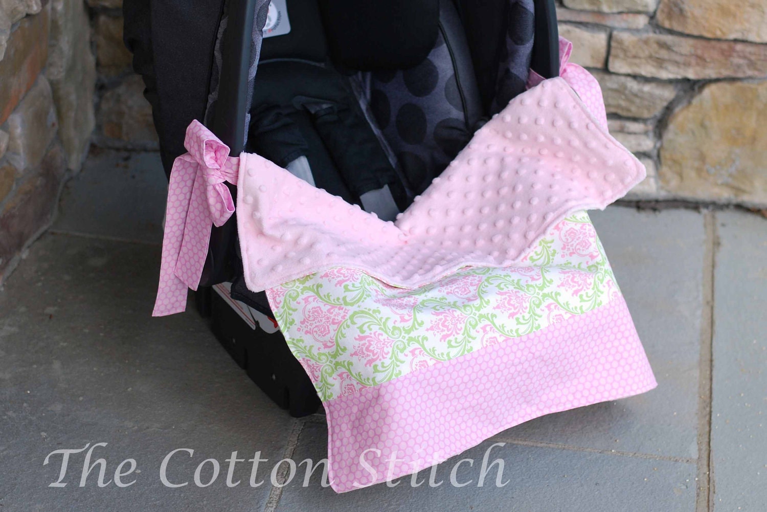 Baby Girl Damask Car Seat Blanket