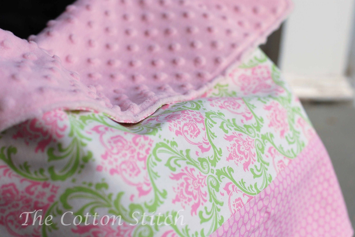 Baby Girl Damask Car Seat Blanket