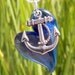 Heart Necklace Glass Jewelry Nautical Pendant Anchor Charm Cobalt Blue Silver Chain