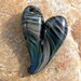 Heart Necklace Glass Jewelry Pendant Lampwork Hand Blown Boro SRA many shades of blue twisted.