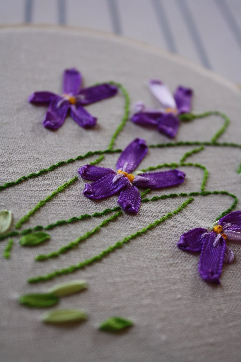 Ribbon Embroidery Violets