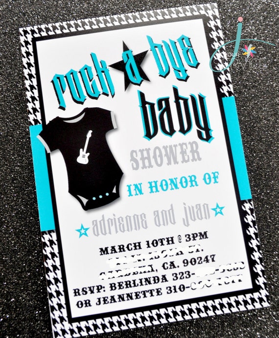 Rock And Roll Themed Baby Shower Invitations 5