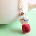 SALE- Miniature gumball machine necklace- hollow glass globe filled with rainbow seed beads and polymer clay base on silver toned chain