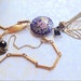 Asymmetrical Cloisonne Bead Necklace. Gold Leaf. Vintage Chain. Black Beads. Boho. Hippie. Navy. Pink. Indie. Nature Inspired. Summer.
