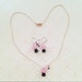 SALE- Flamingo Necklace & Earring Set. Cute. Pink. Bird Jewelry. Exotic. Kawaii. Whimsical. Glass. Miniature Animal. Summer. Silver Chain.