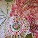 Hand Crocheted Vintage Doilies Lot of 3 Pink Cream White Shabby Chic
