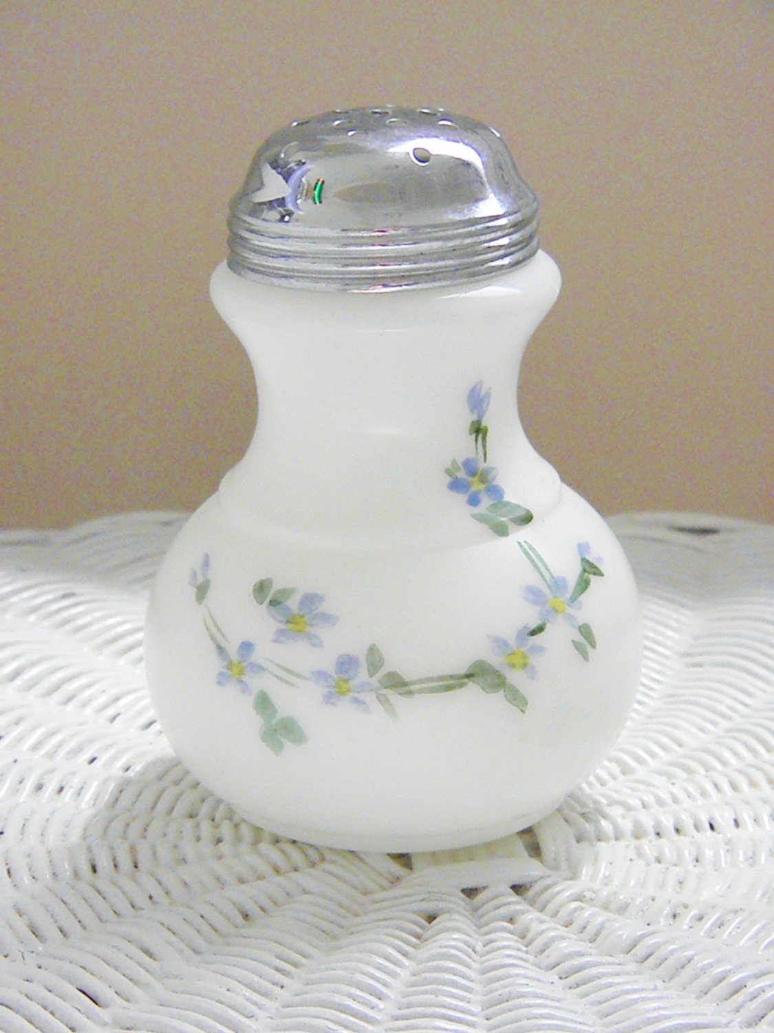 Vintage Milk Glass Sugar Shaker Hand Painted