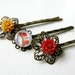 Nature Inspired Bobby Pin Hair Accessories, Floral and Nature Bobby Pins, Butterfly, Red, Mustard for Women, Teens, Girls