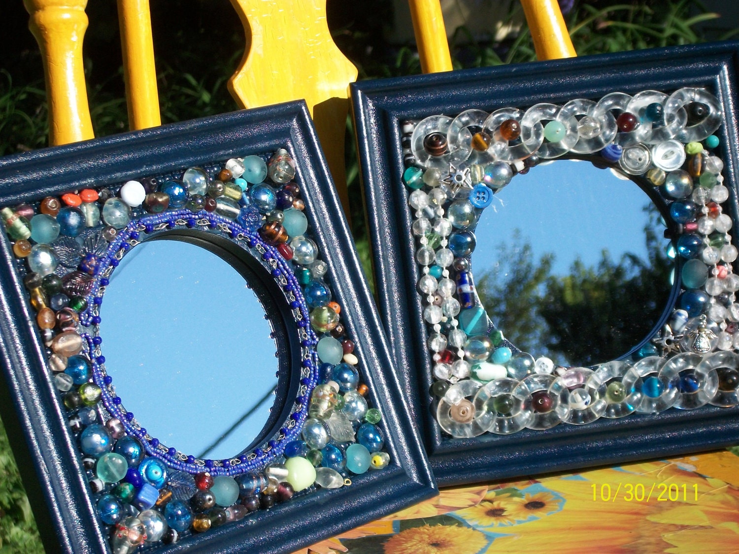 Mirror Beaded Mirror Boho Chic Decoupage by CasaKarmaDecor on Etsy