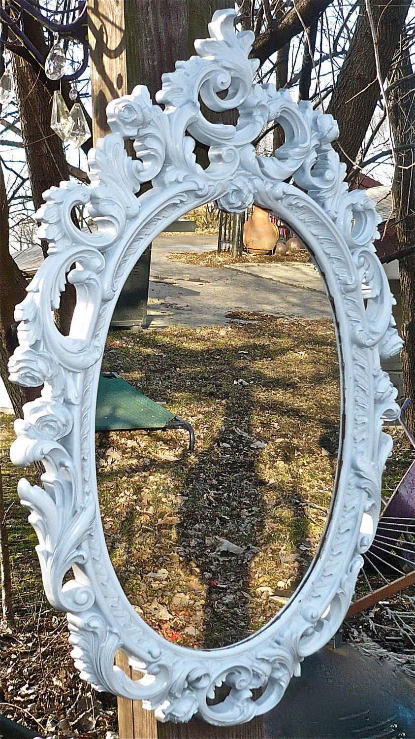 Large Baroque Oval Mirror Shabby Chic Hollywood Regency