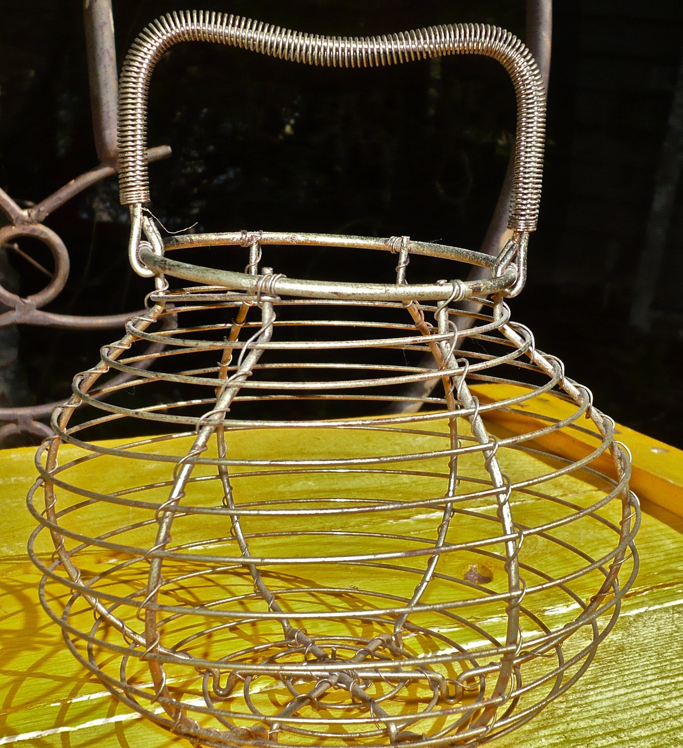 Wire Egg Basket Vintage Small Primitive Easter Basket