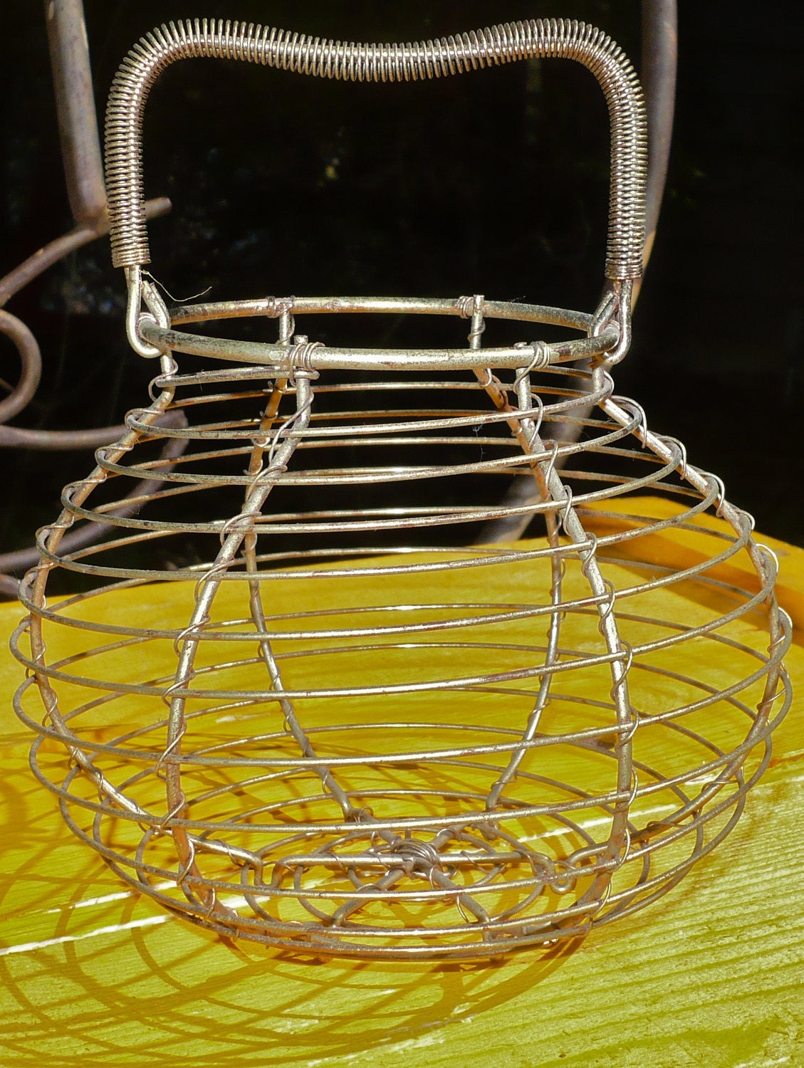 Wire Egg Basket Vintage Small Primitive Easter by CasaKarmaDecor