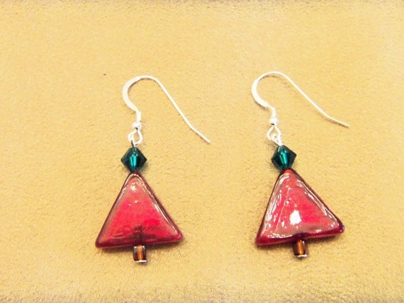 venetian glass christmas tree earrings venetian glass christmas tree earrings