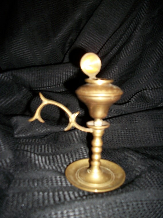 Vintage Brass Whale Oil Lamp