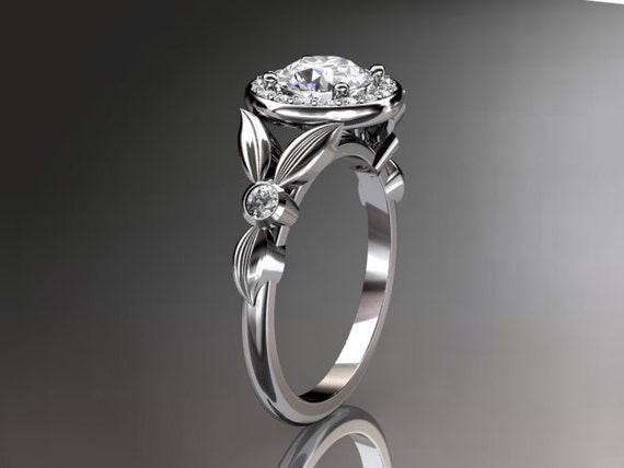 14kt white gold diamond floral wedding ring,engagement ring ADLR129