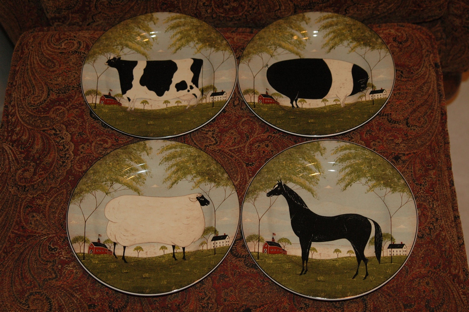 Four 4 Warren Kimble Animal Plates with by goodwillhunting1