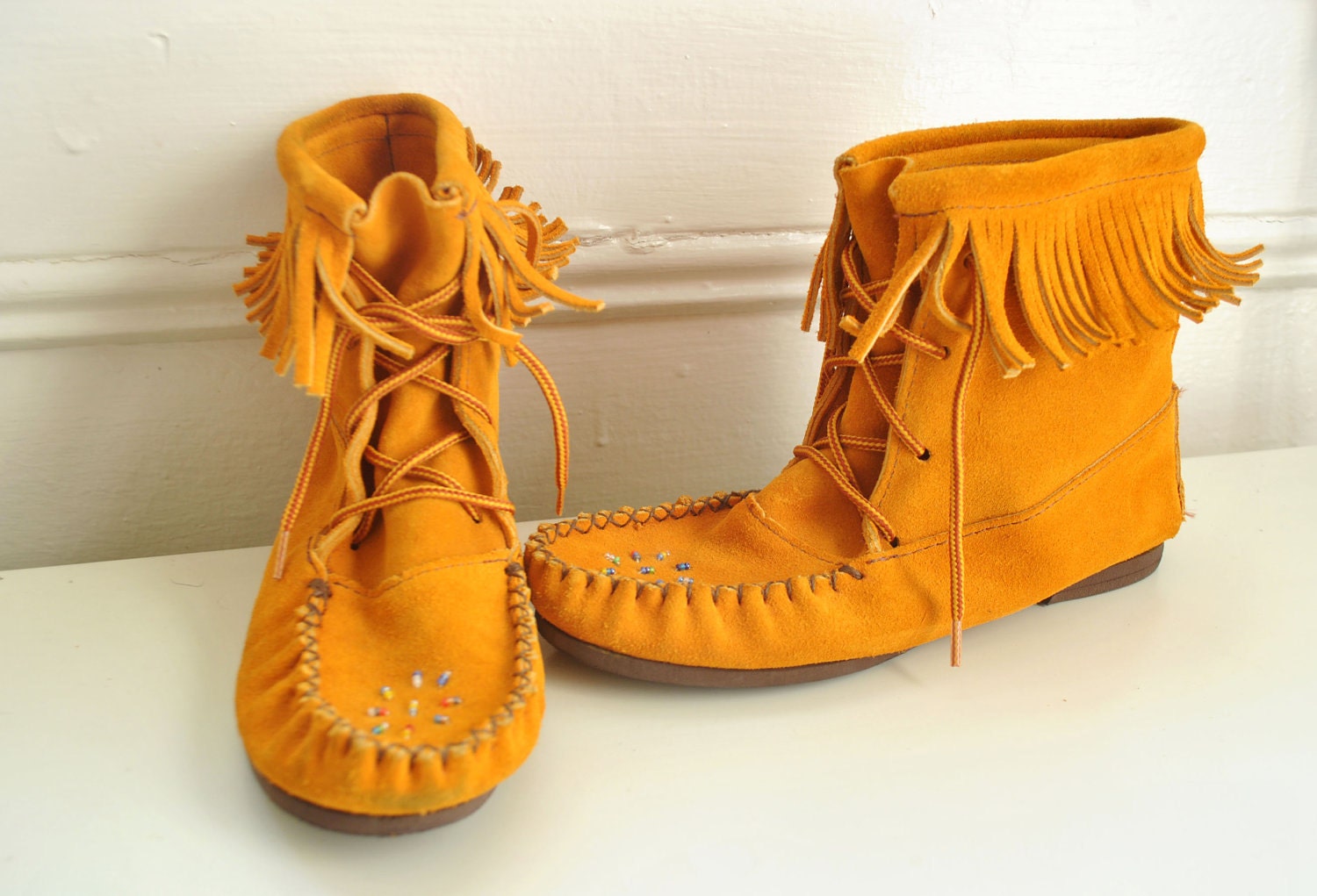 handmade leather moccasin boots