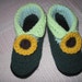 crocheted slippers Ladies Woman sunflower Winter Green Yellow Handmade size for adult Country Style Wool gift