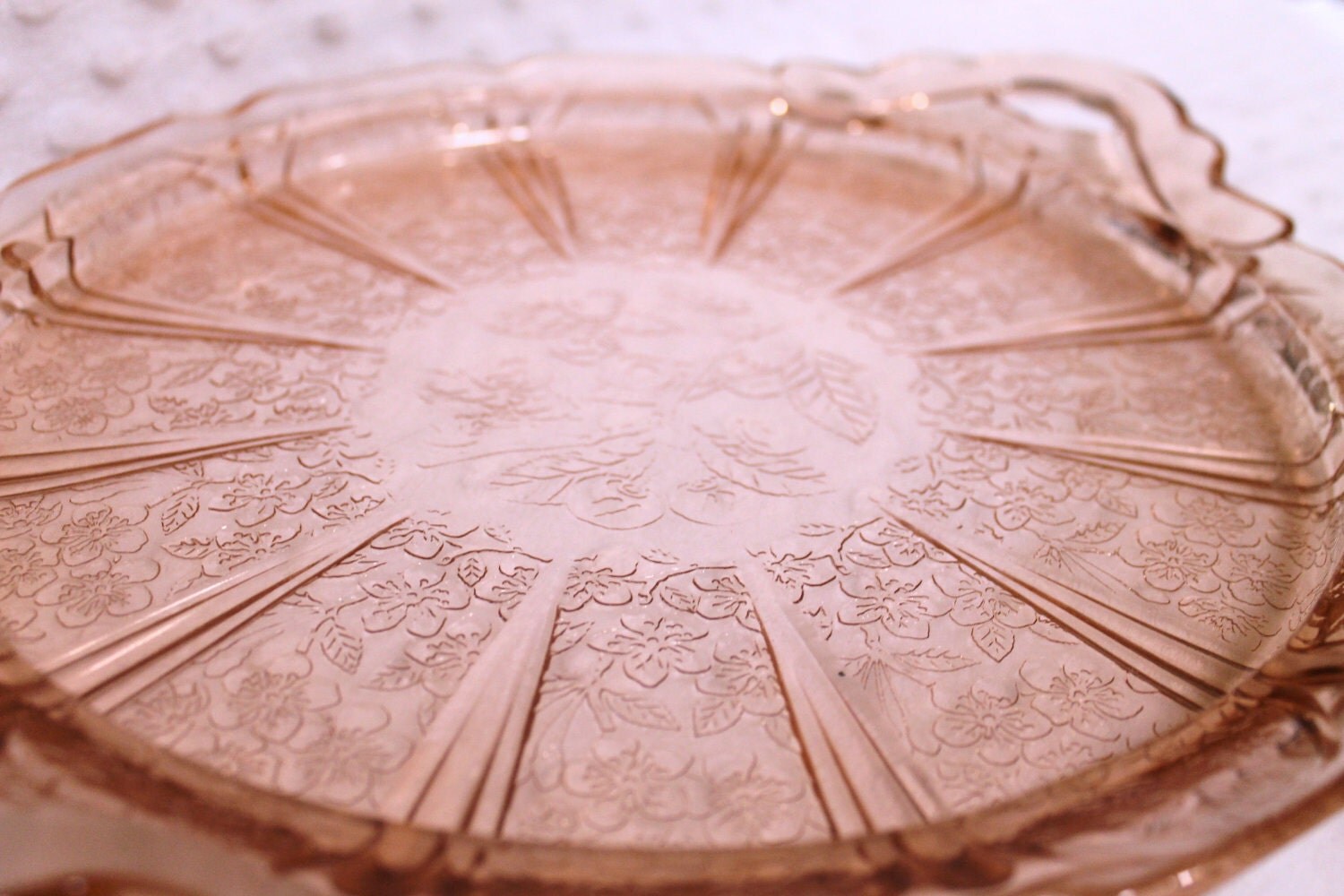 Pink Depression Glass Sandwich Tray Plate Platter