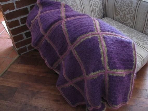 Items similar to Knitted and crochet knee rug throw in