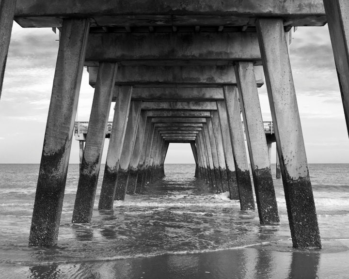 Black And White Photography Wall Art pier tybee island beach photo print black and white Black And White Photography Wall Art pier tybee island beach photo print black and white