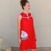 1970s Vintage Red Sun Dress Sailboat Size M/L