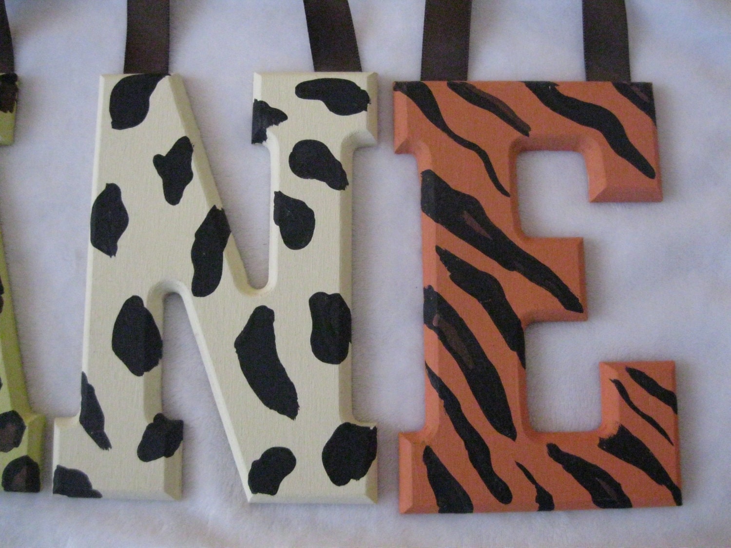 Handpainted animal print letters